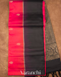 Reddish Pink Pure Soft Silk Handloom Saree