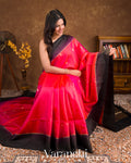 Reddish Pink Pure Soft Silk Handloom Saree