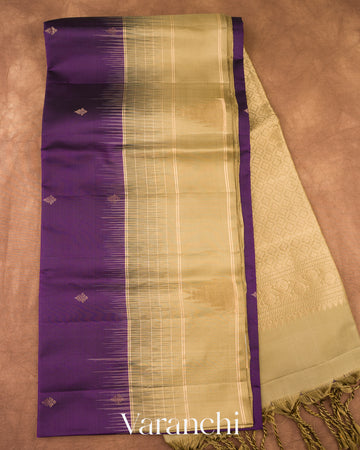Deep Royal Purple Pure Soft Silk Handloom Saree 