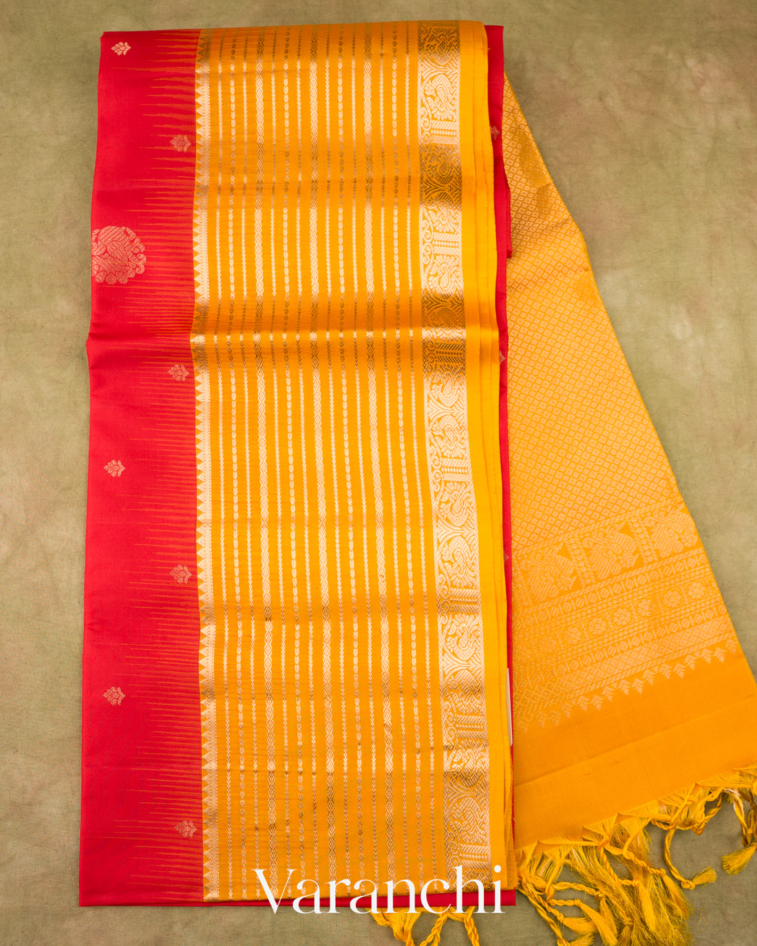 Vermilion Red Pure Soft Silk Handloom Saree  