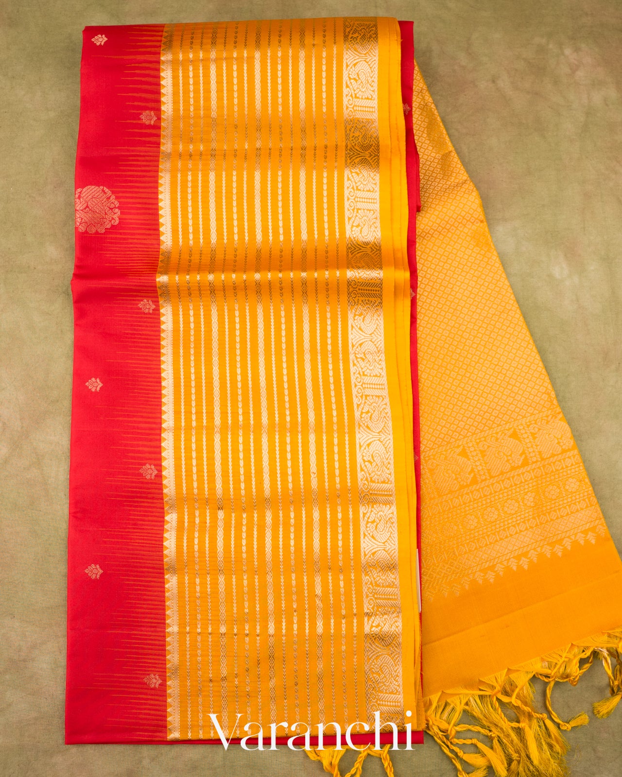 Vermilion Red Pure Soft Silk Handloom Saree  