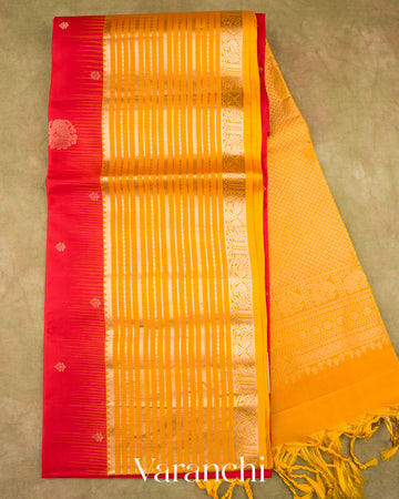 Vermilion Red Pure Soft Silk Handloom Saree  