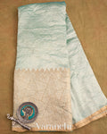 Turquoise Blue Pure Crush Tissue Georgette Silk Saree