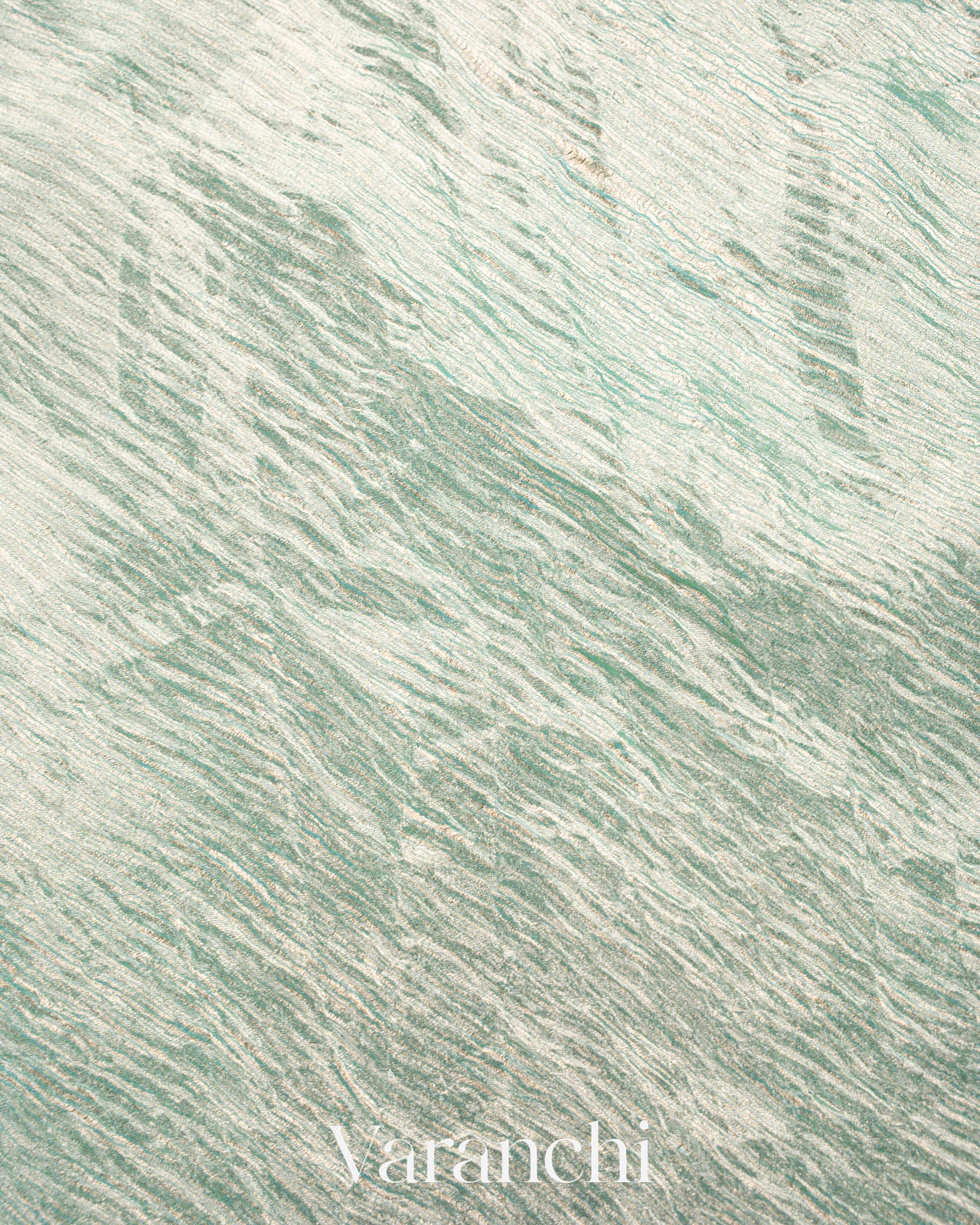 Turquoise Blue Pure Crush Tissue Georgette Silk Saree