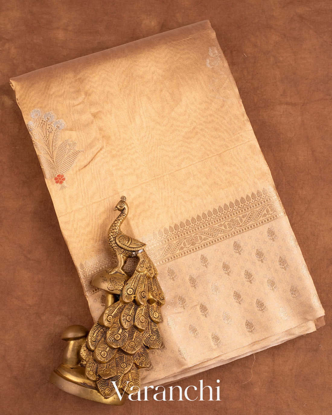 Golden Pure Tissue Kora Silk Handloom Saree