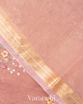 Dusty Pink Floral Embroidered Ombre-Dyed Pure Tissue Kora Silk Saree