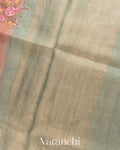 Dusty Pink Floral Embroidered Ombre-Dyed Pure Tissue Kora Silk Saree