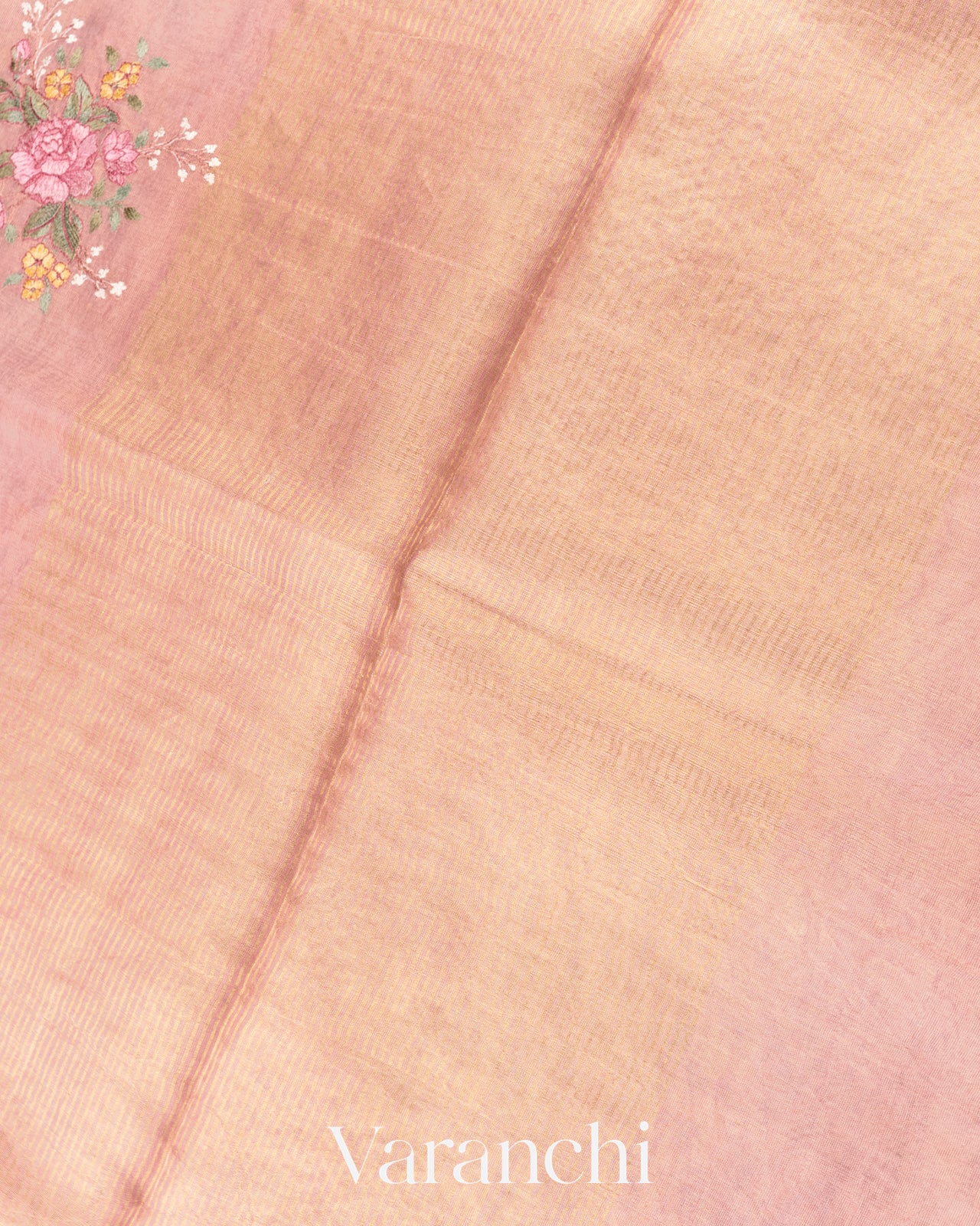 Clay Floral Embroidered Ombre-Dyed Pure Tissue Kora Silk Saree