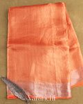 Orange Brocade Pure Tissue Kora Silk Saree