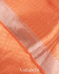 Orange Brocade Pure Tissue Kora Silk Saree