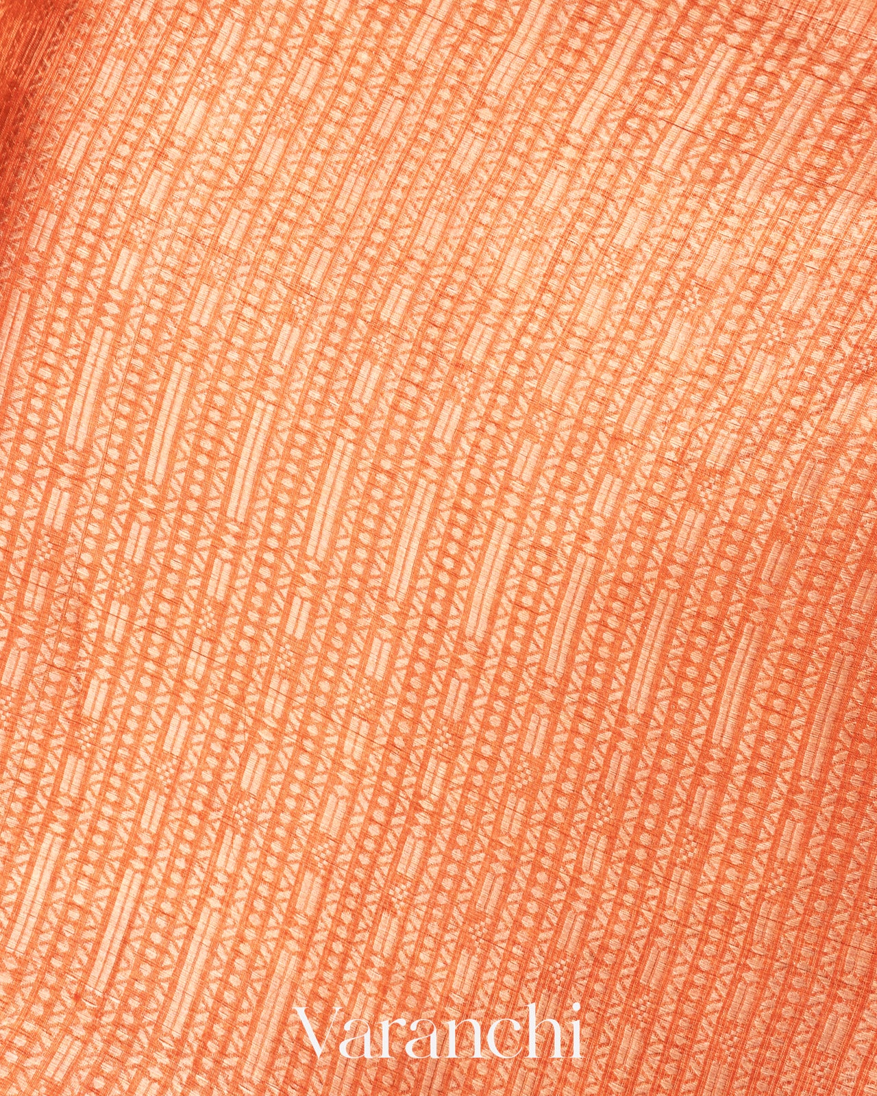 Orange Brocade Pure Tissue Kora Silk Saree