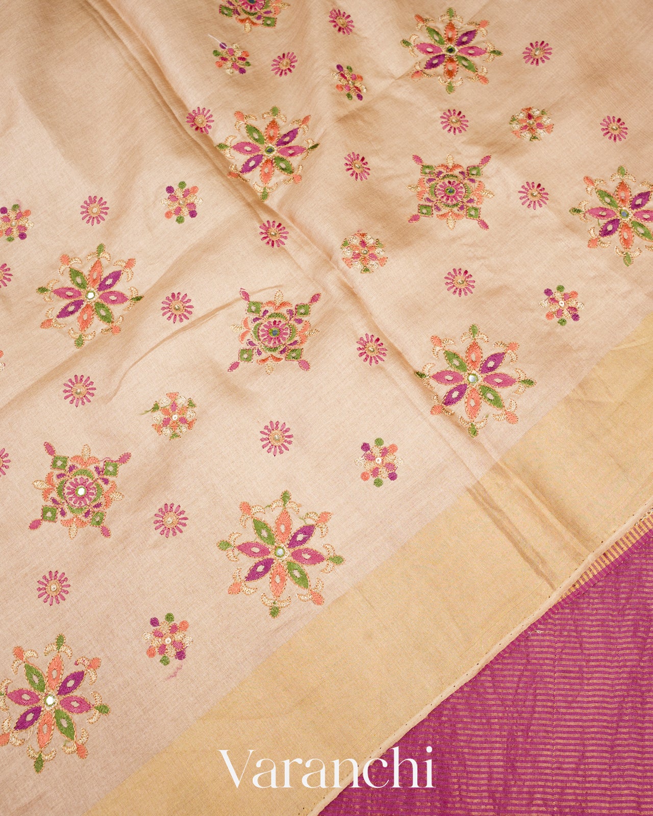 Berry Pink Tissue Striped Pure Kora Silk Handloom Saree