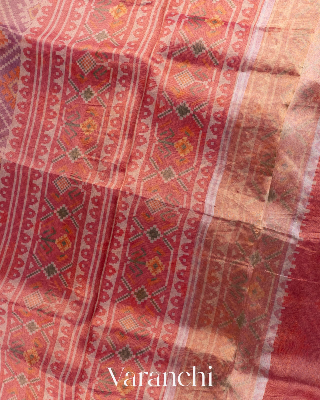 Purple Tissue Printed Pure Kora Silk Saree