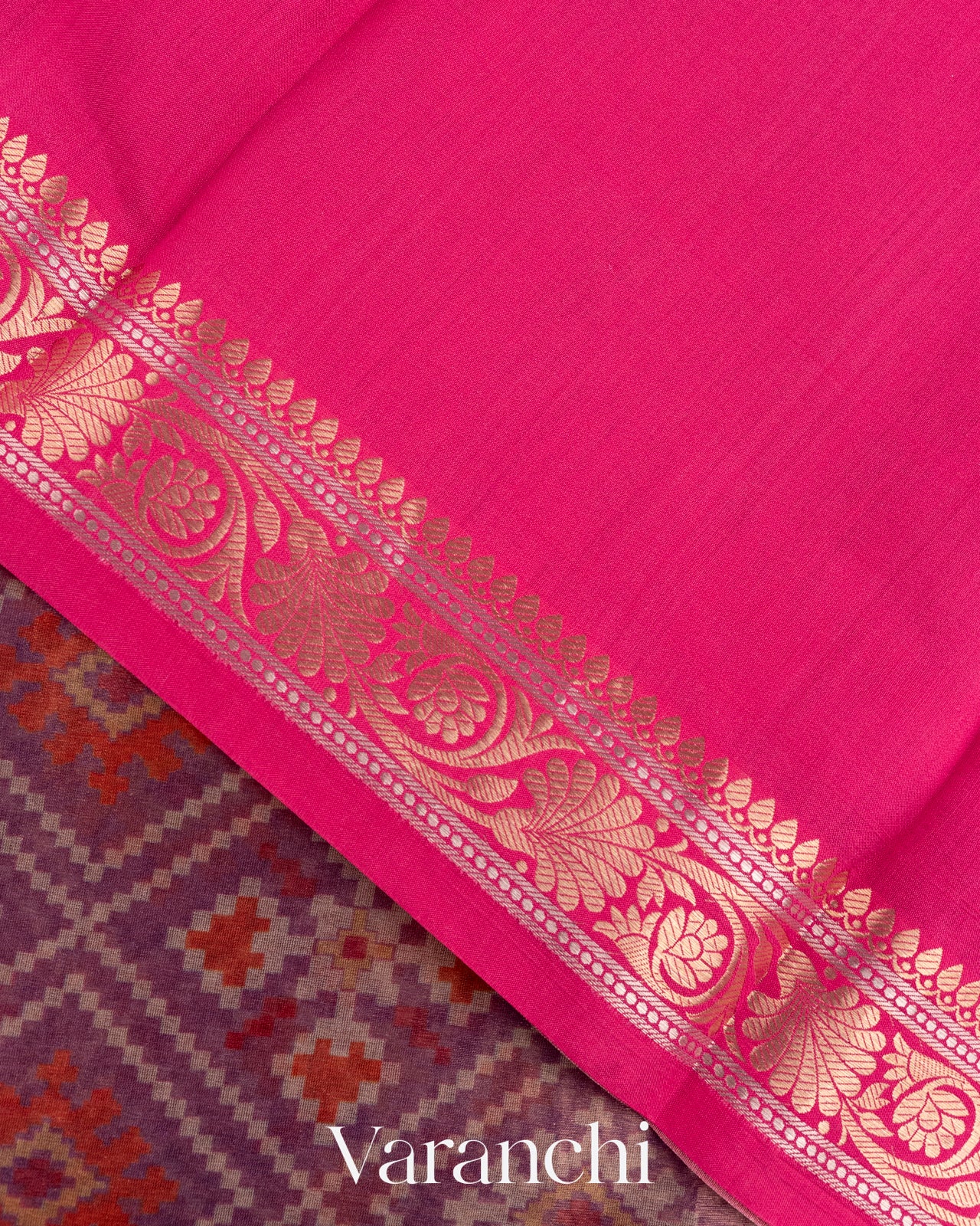 Purple Tissue Printed Pure Kora Silk Saree