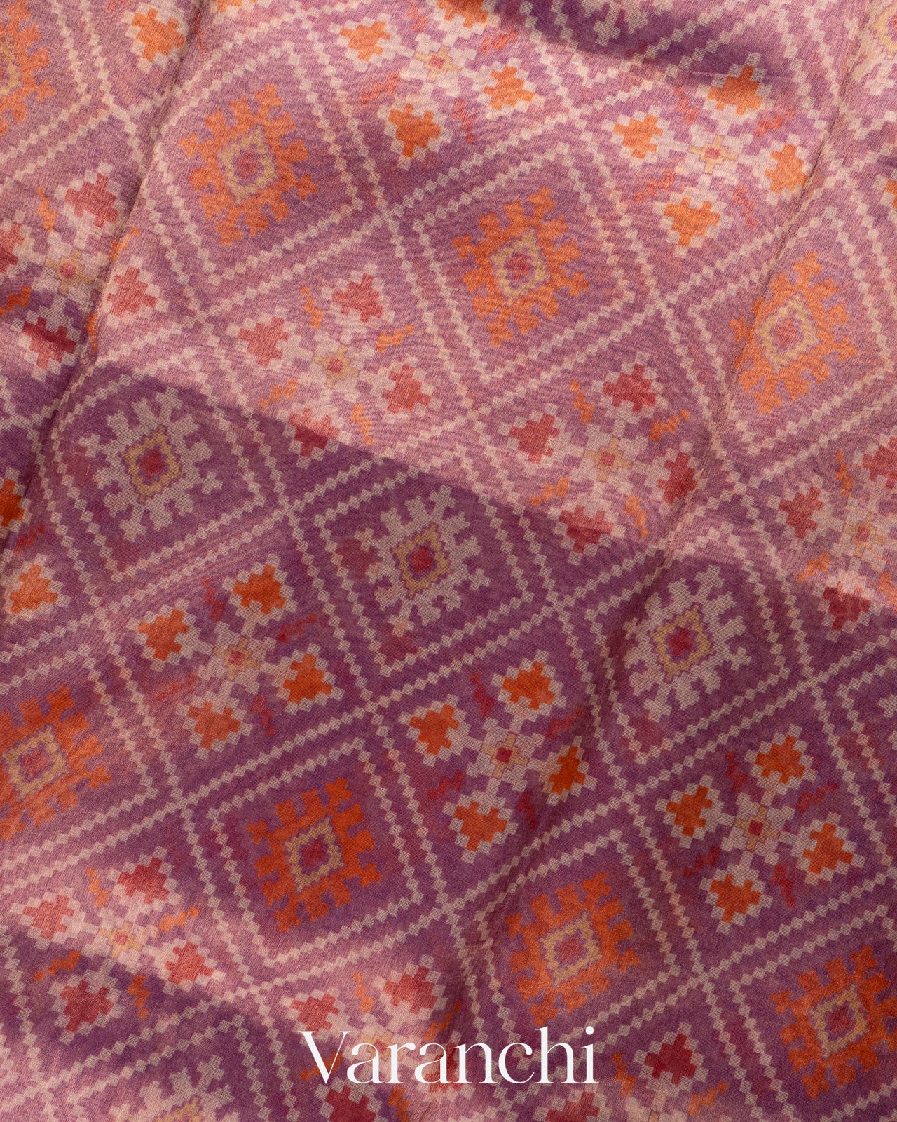 Purple Tissue Printed Pure Kora Silk Saree