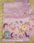 Lavender And Applique Pure Tissue Kora Silk Saree