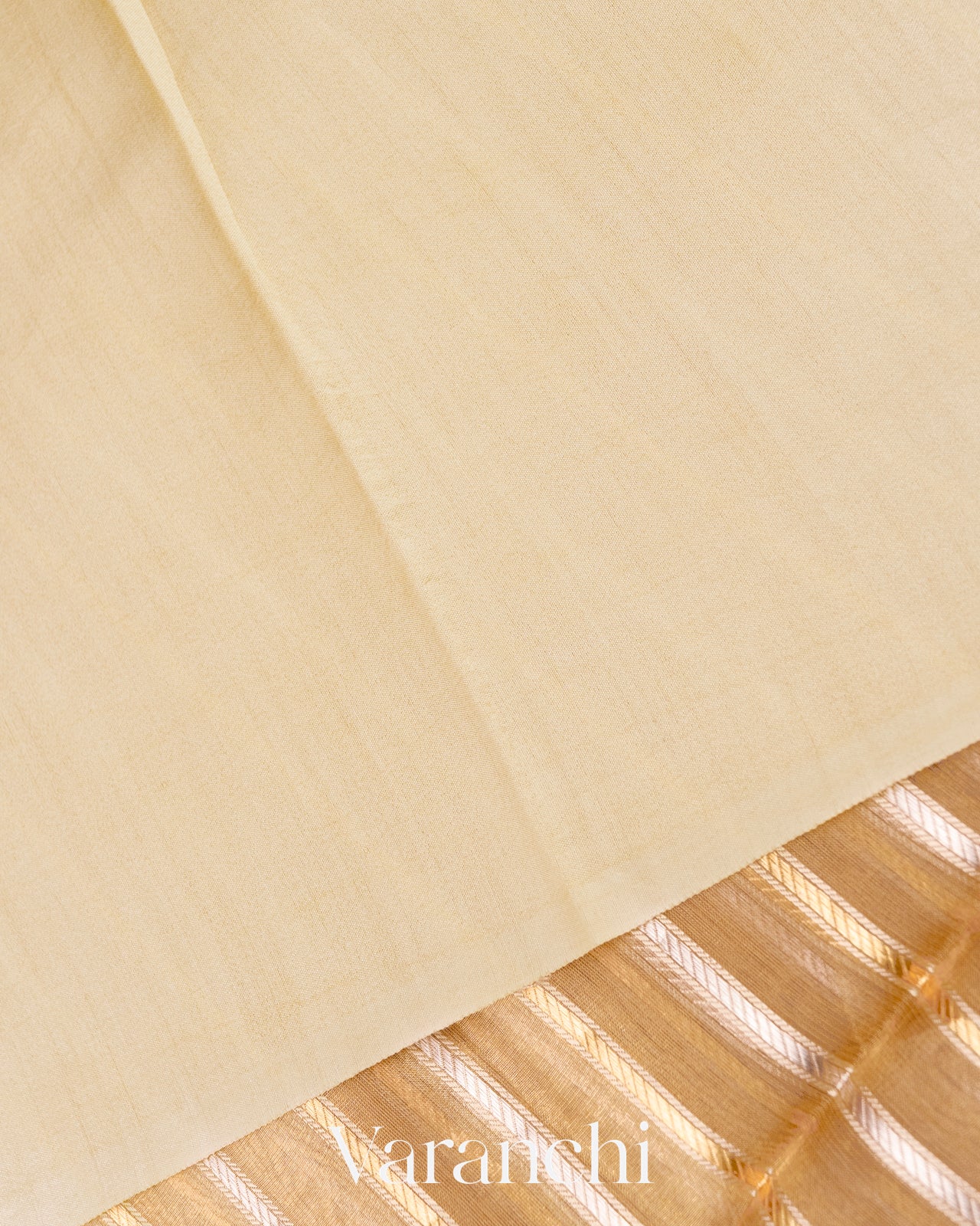 Gold Sona Rupa Pure Tissue Kora Striped Silk Saree