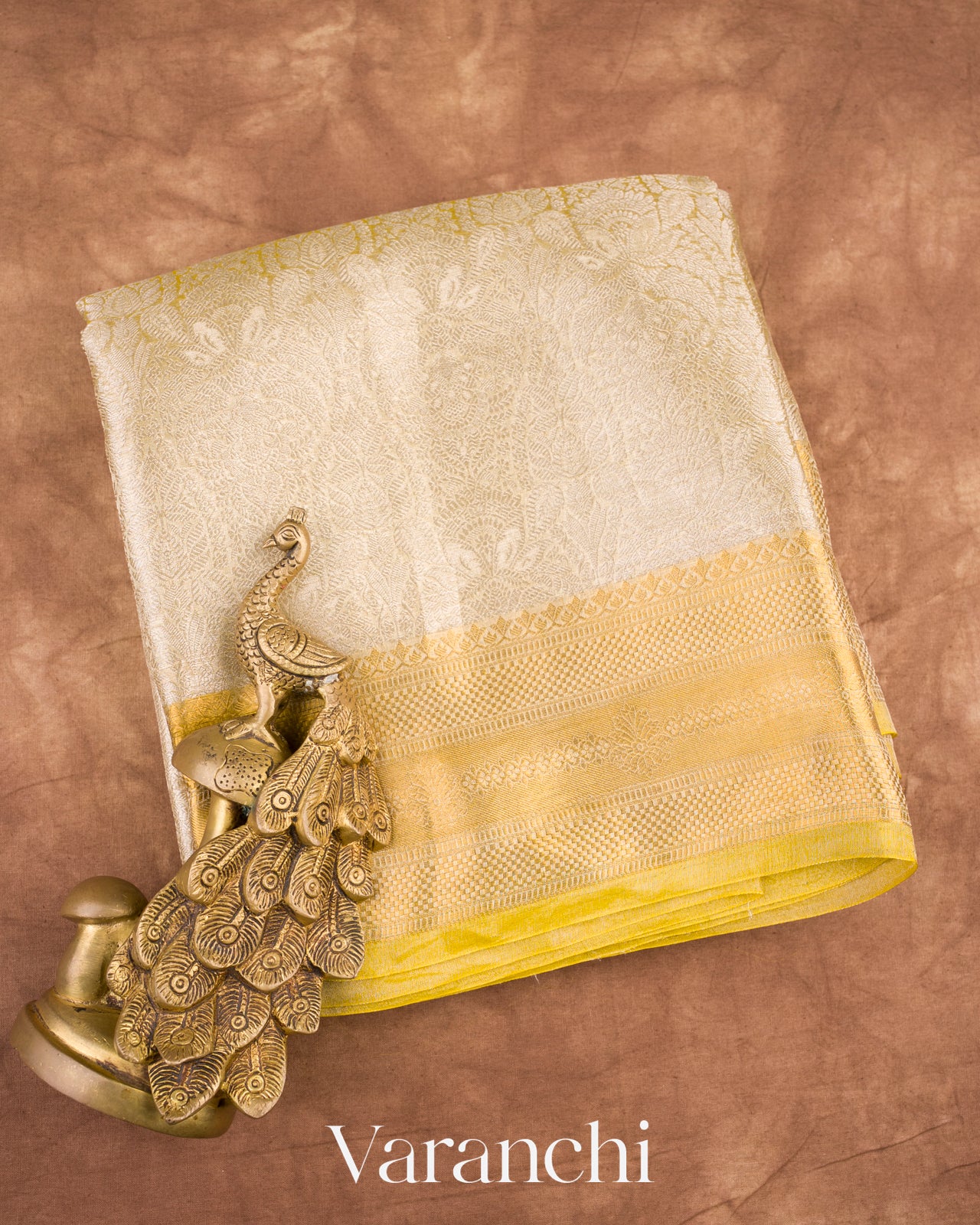 Lemon Yellow Pure Tissue Kora Silk Handloom Saree