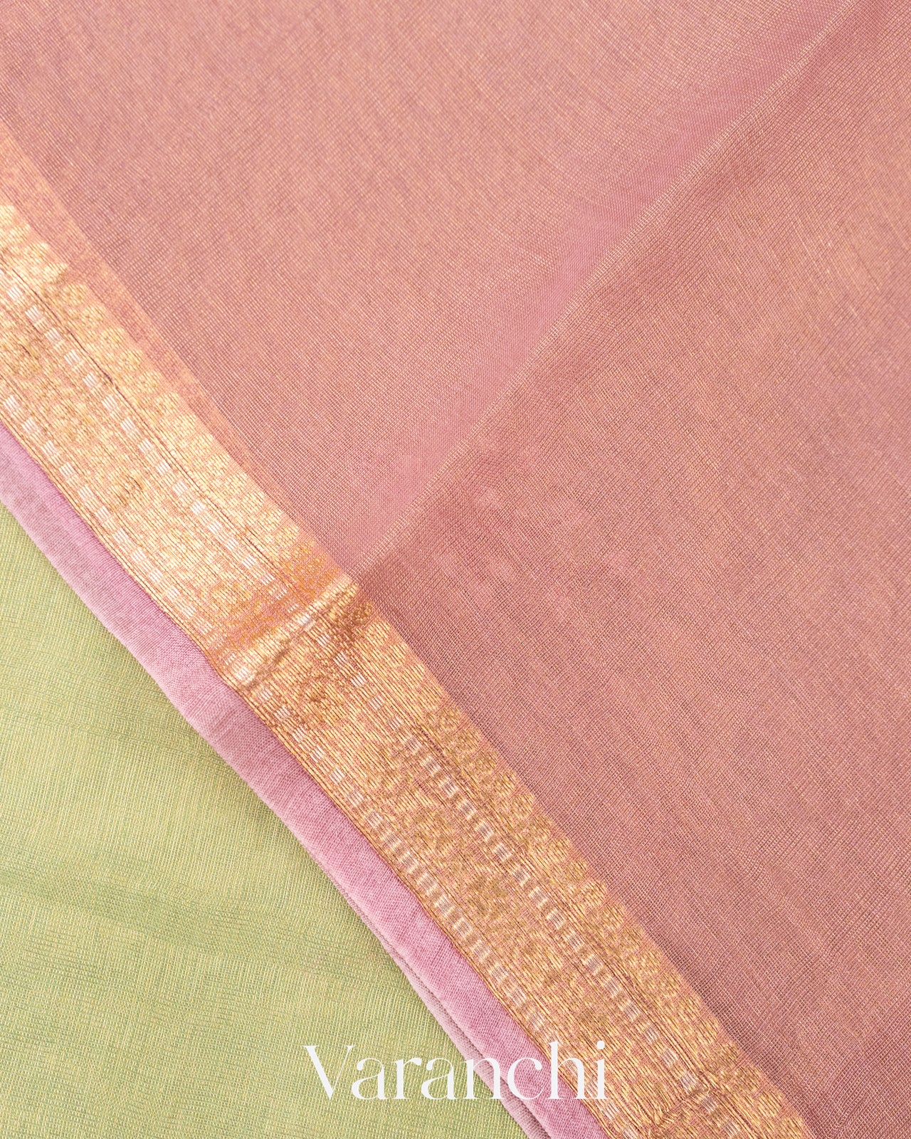 Lemon Green Floral Embroidered Ombre-Dyed Pure Tissue Kora Silk Saree