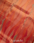 Burnt Orange Printed Pure Tissue Kora Silk Saree