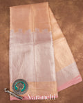 Rose Gold Brocade Pure Tissue Kora Silk Saree