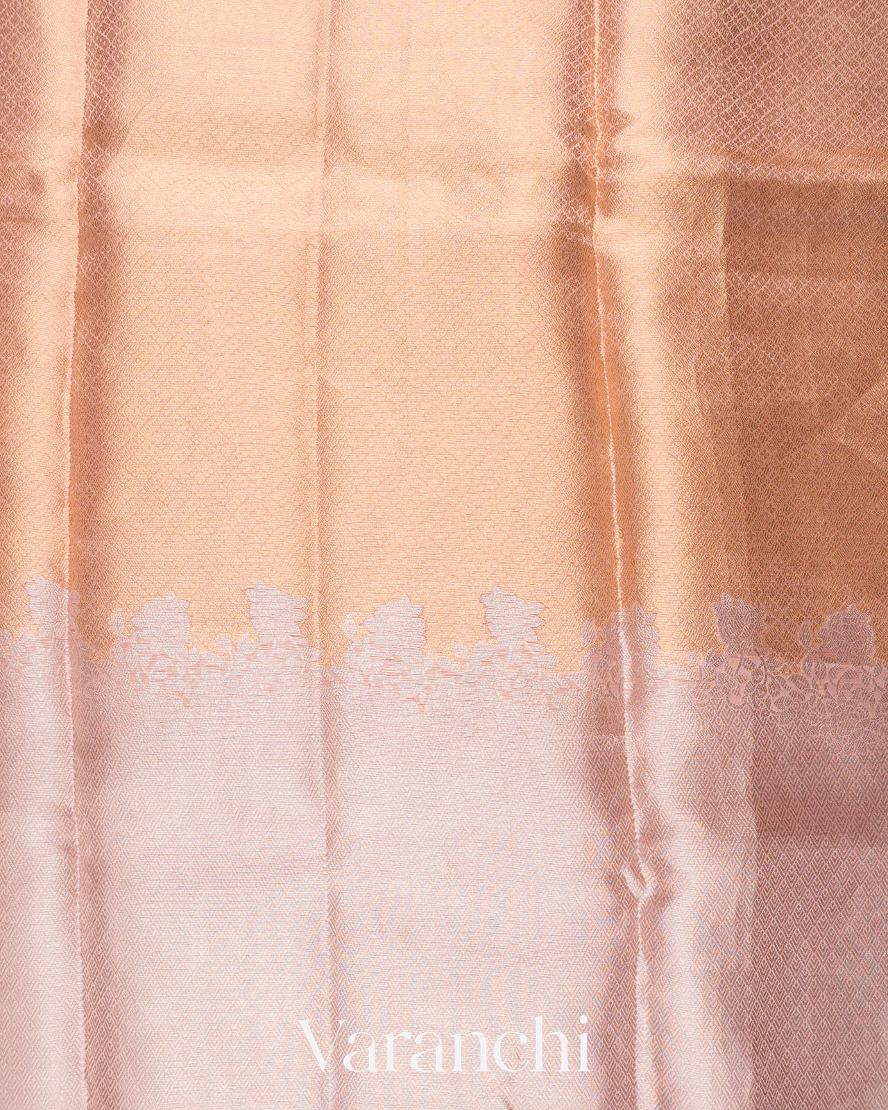 Rose Gold Brocade Pure Tissue Kora Silk Saree