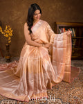 Rose Gold Brocade Pure Tissue Kora Silk Saree