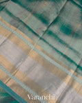 Soft Sea Green Printed Pure Tissue Kora Silk Saree