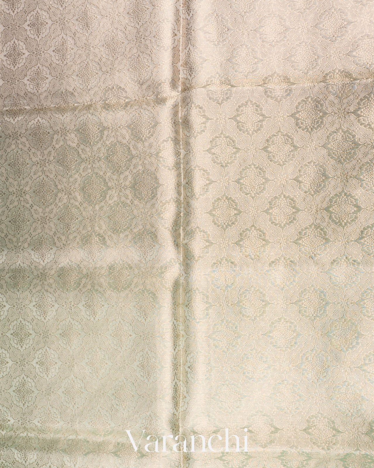 Sea Green And Grey Ombre Heavy Brocade Pure Tissue Kora Silk Saree