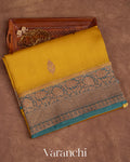 Mustard Yellow Pure Kora Silk Handloom Saree