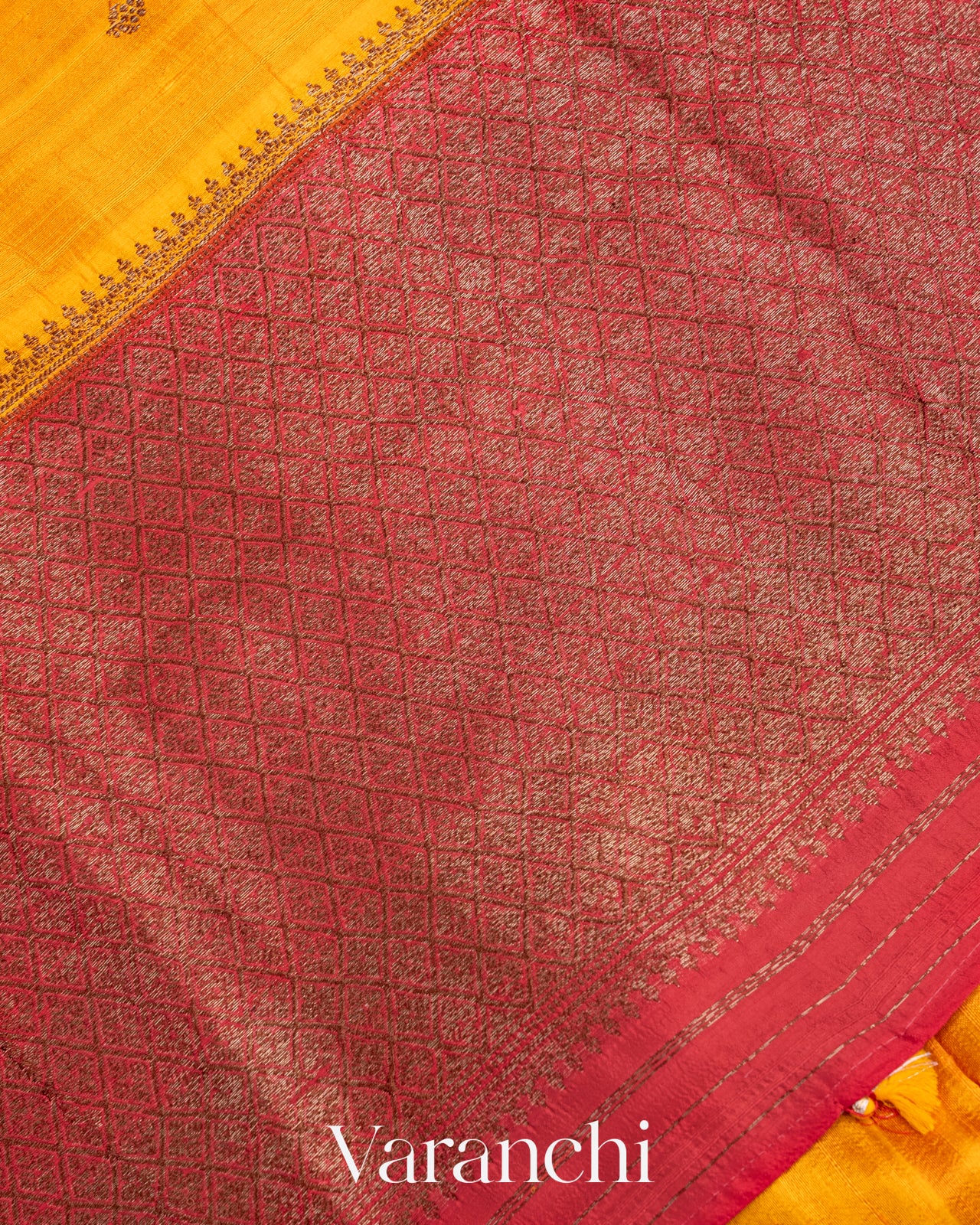 Turmeric Yellow Pure Raw Silk Handloom Saree