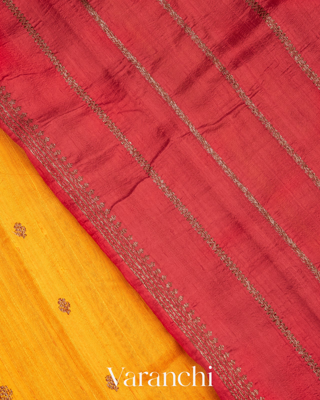 Turmeric Yellow Pure Raw Silk Handloom Saree