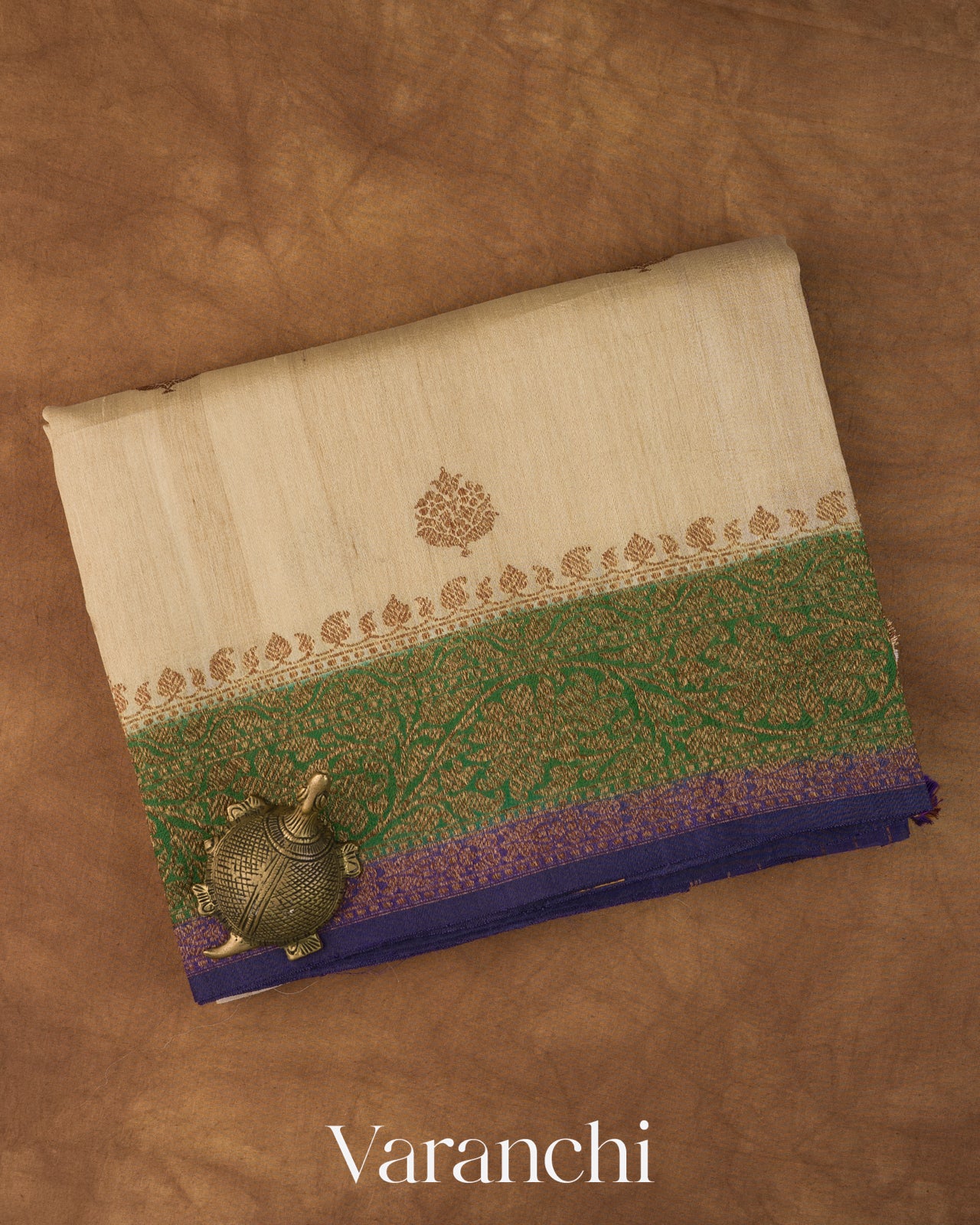 Soft Beige Pure Tussar Silk Handloom Saree