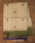Soft Beige Pure Tussar Silk Handloom Saree