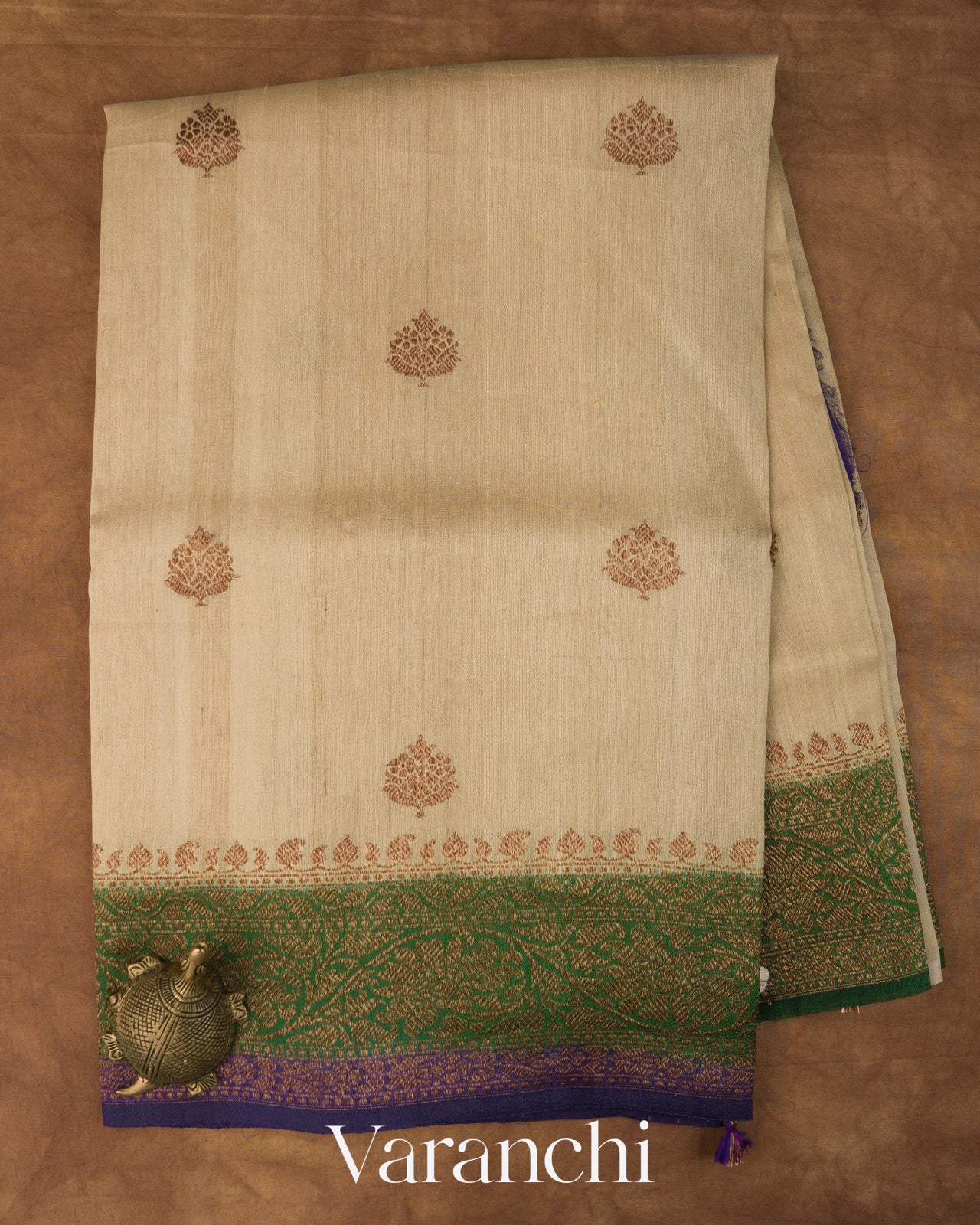 Soft Beige Pure Tussar Silk Handloom Saree