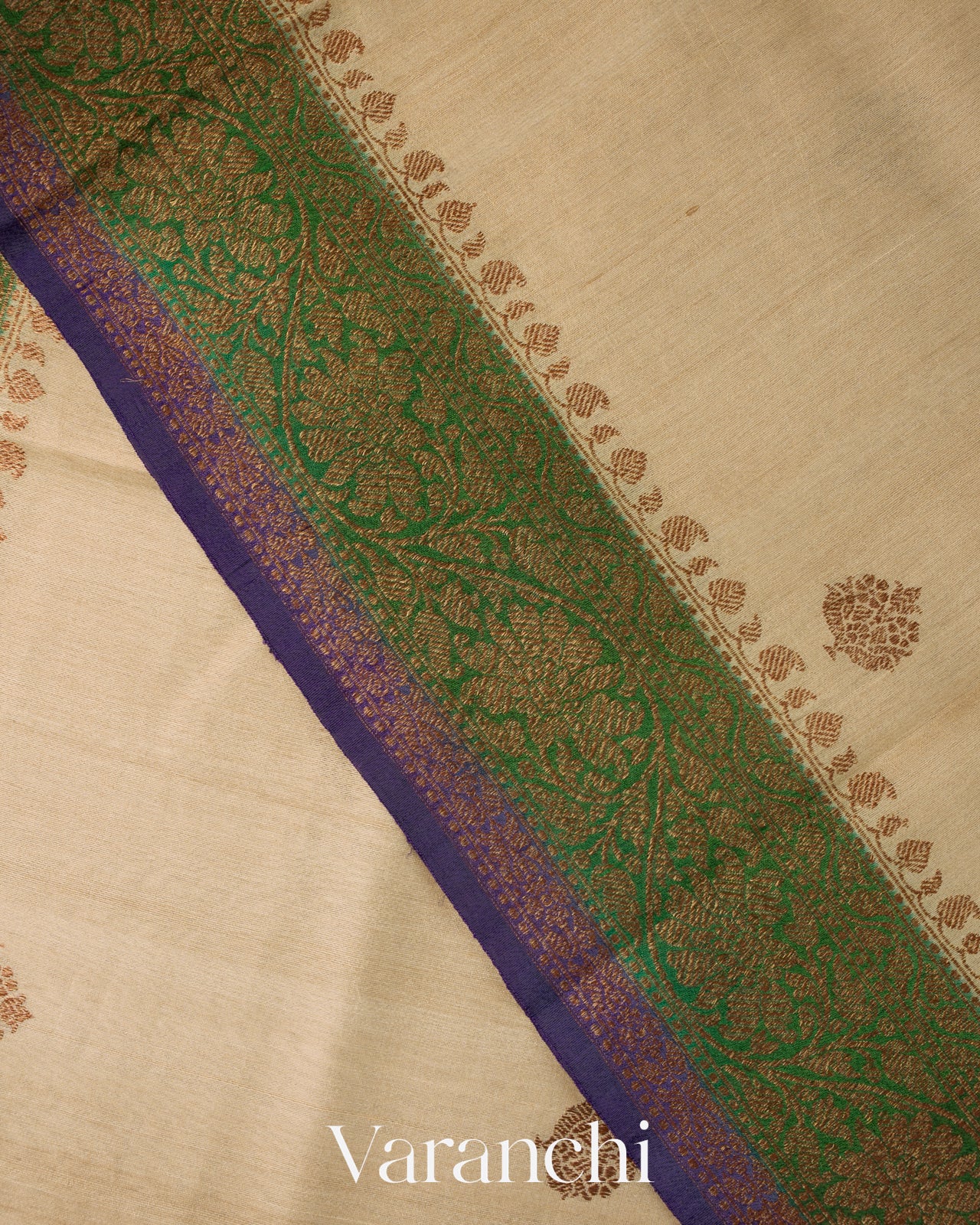Soft Beige Pure Tussar Silk Handloom Saree