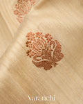Beige Pure Tussar Silk Handloom Saree