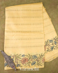Butter Yellow Embroidered Pure Tussar Silk Saree