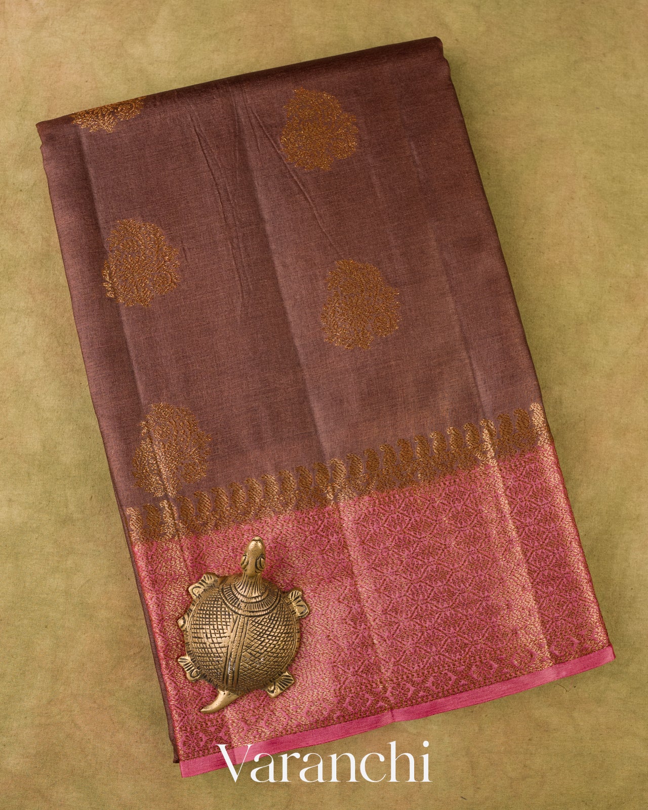 Cocoa Brown Pure Tussar Silk Saree 