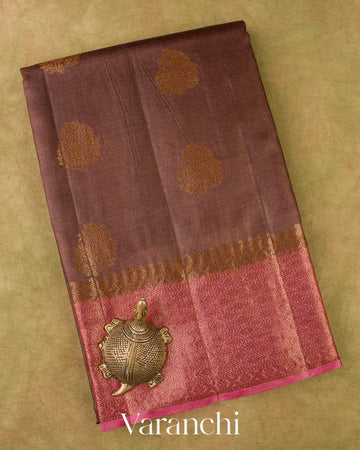 Cocoa Brown Pure Tussar Silk Saree 