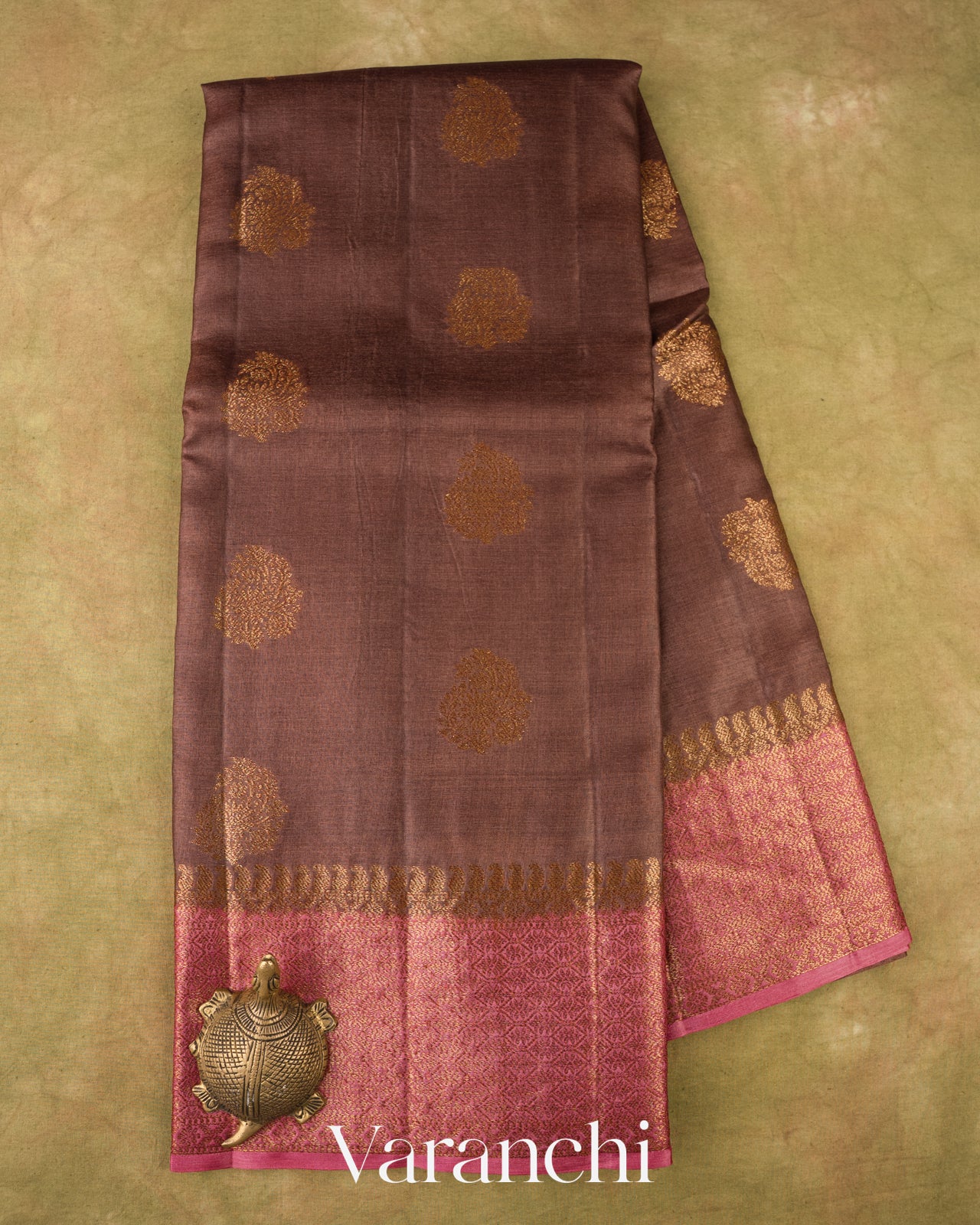 Cocoa Brown Pure Tussar Silk Saree 