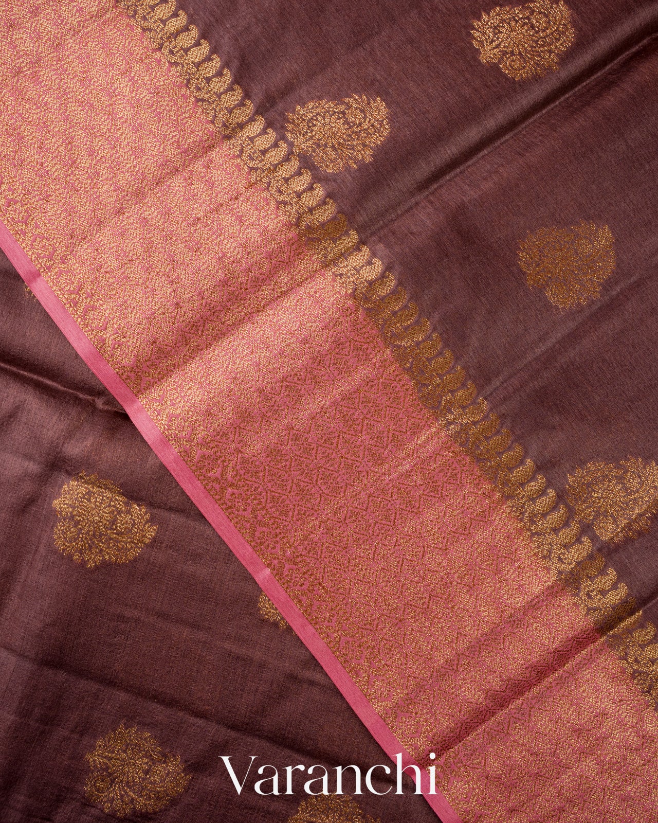 Cocoa Brown Pure Tussar Silk Saree 