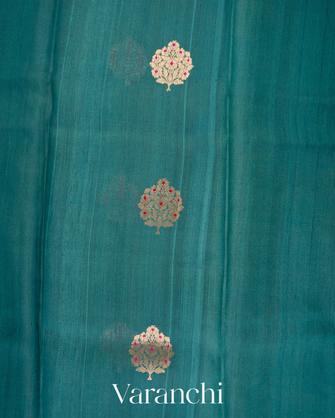 Peacock Teal Borderless Pure Tussar Silk Saree
