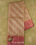 Beige Lehariya Pure Tussar Silk Saree