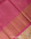 Beige Lehariya Pure Tussar Silk Saree