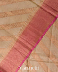 Beige Lehariya Pure Tussar Silk Saree