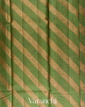 Olive Green Lehariya Pure Tussar Silk Saree