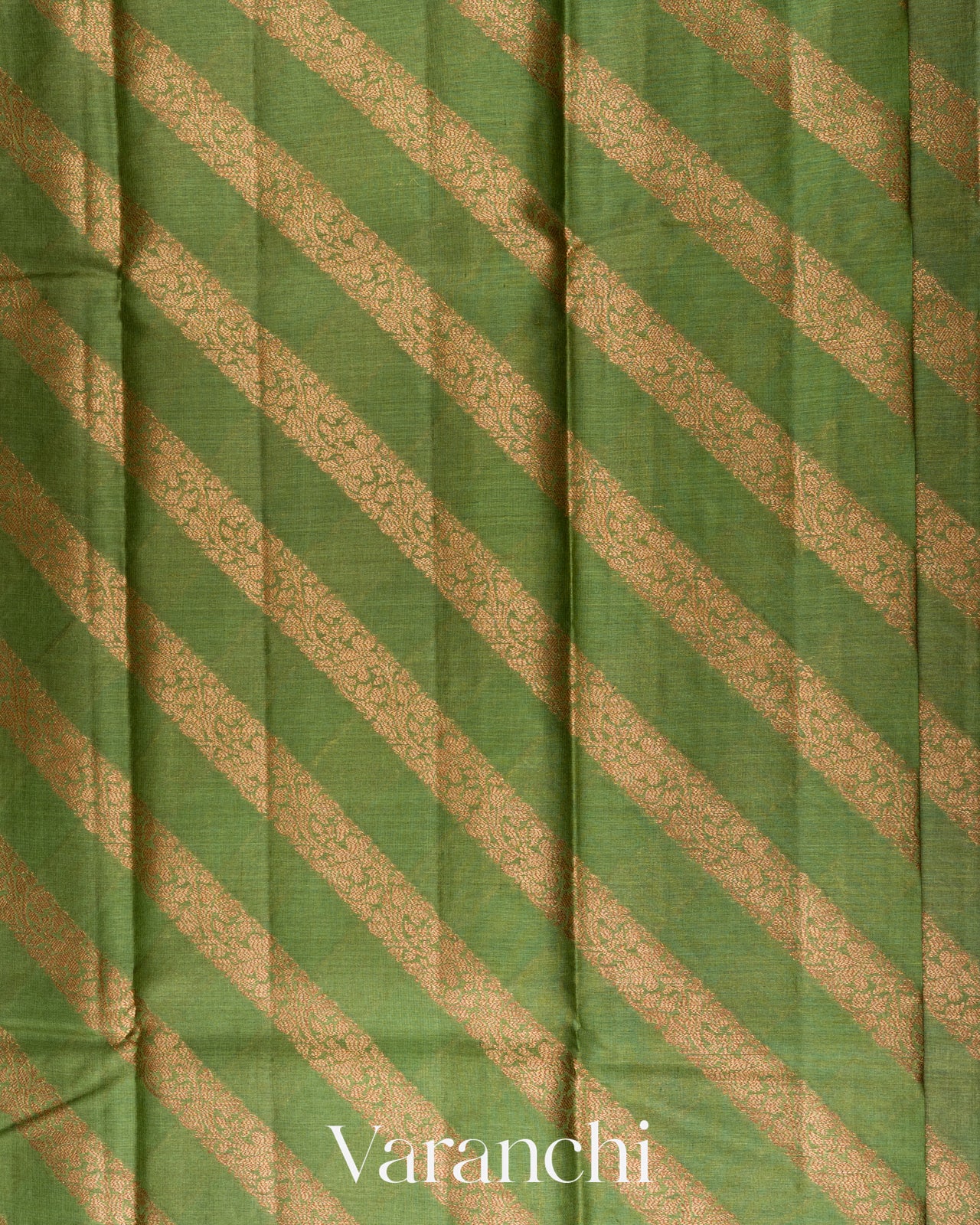 Olive Green Lehariya Pure Tussar Silk Saree