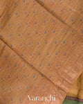 Honey-Brown Digital Printed Pure Tussar Silk Saree 