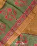 Honey-Brown Digital Printed Pure Tussar Silk Saree 